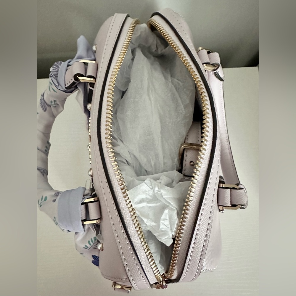 Kate Spade Madison Faux Pearl Studded Satchel + Leila Wallet in (Lilac Moon) - Picture 13 of 14
